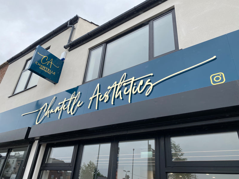 A teal and gold sign dream for Chantelle Aesthetics Clinic